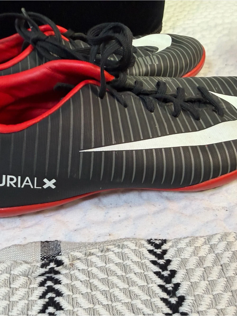 Nike kids Black and Red Indoor Soccer Shoes